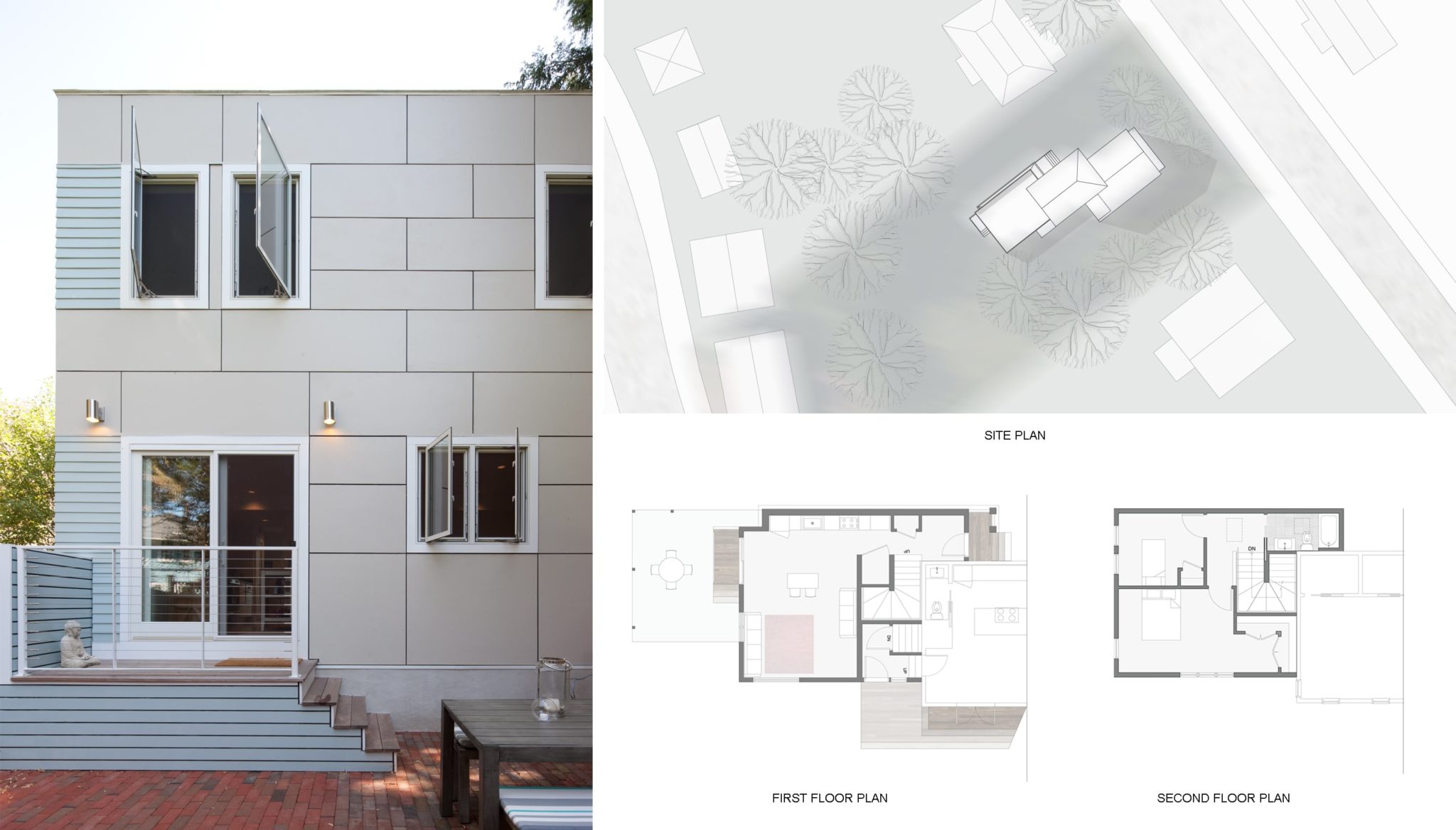Eliot Residence - Southwest Façade and Floorplan