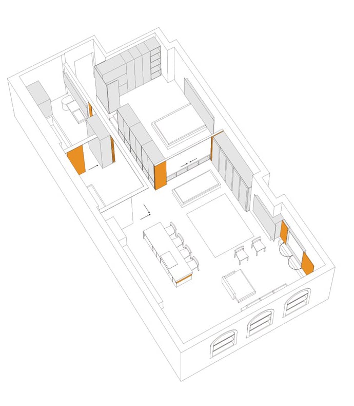 Leather District Loft - Flexible Wall Partition Diagram